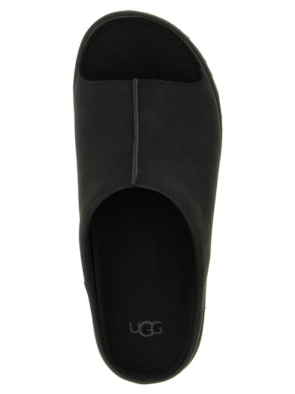 Black Leather Slides