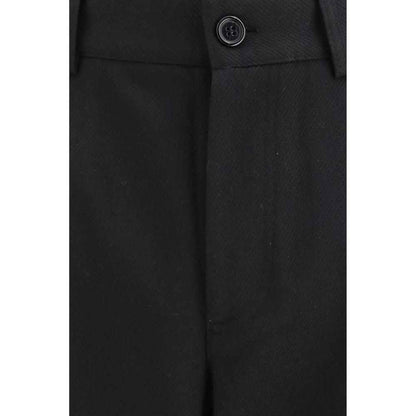 Black Polyester Casual Pants