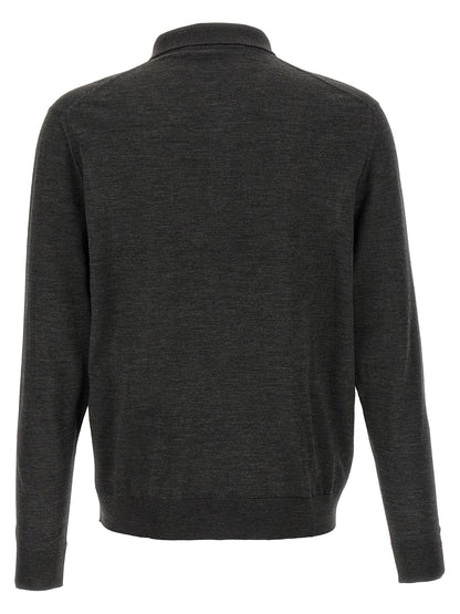 Gray Wool Polo Shirt