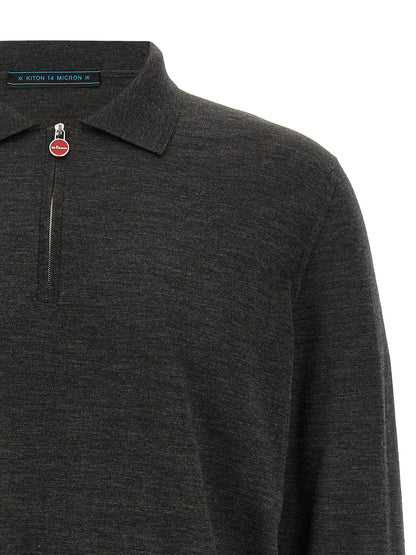 Gray Wool Polo Shirt