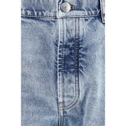 Blue Cotton Straight-Leg Jeans