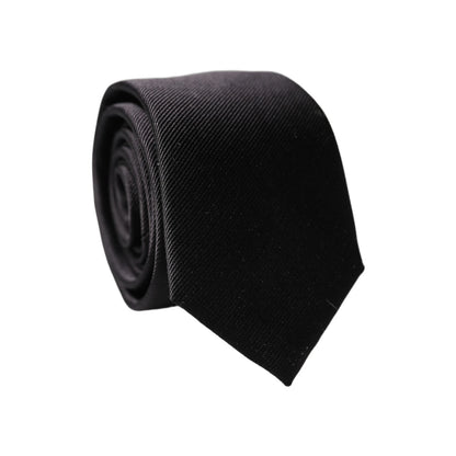 Black Solid 100% Silk Adjustable Men Tied Necktie Tie