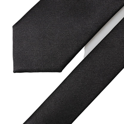 Black Solid 100% Silk Adjustable Men Tied Necktie Tie