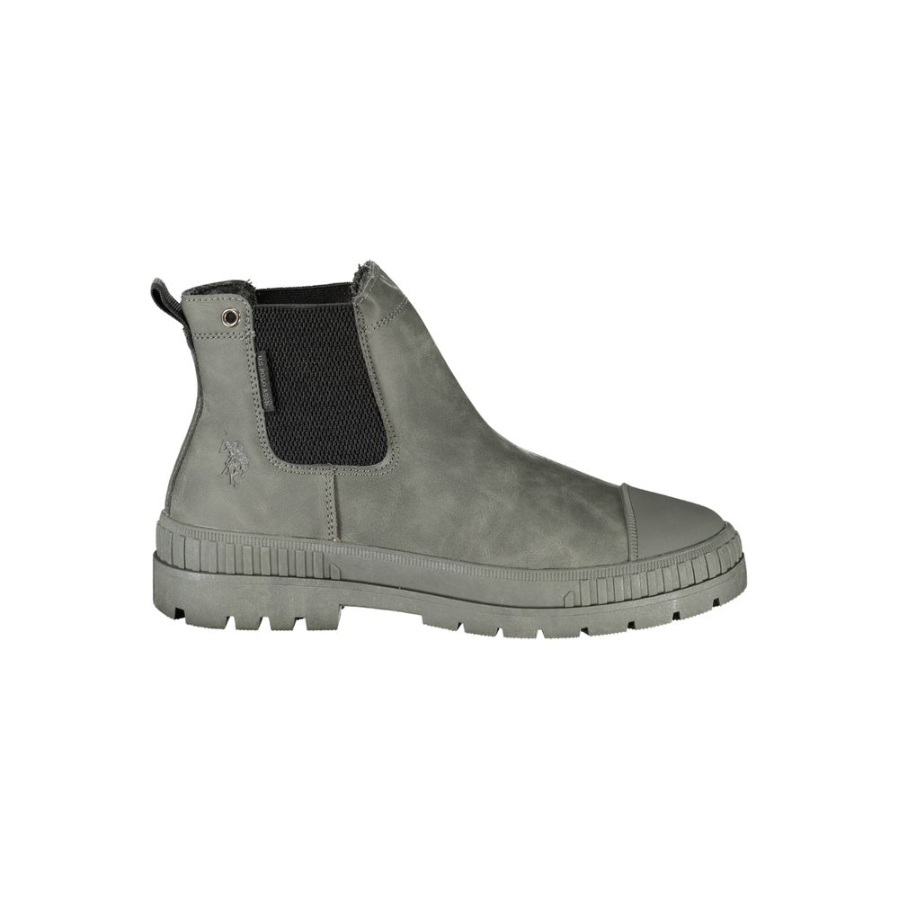 Gray Polyester Ankle Boots