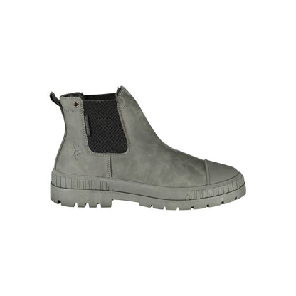 Gray Polyester Ankle Boots