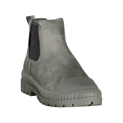 Gray Polyester Ankle Boots