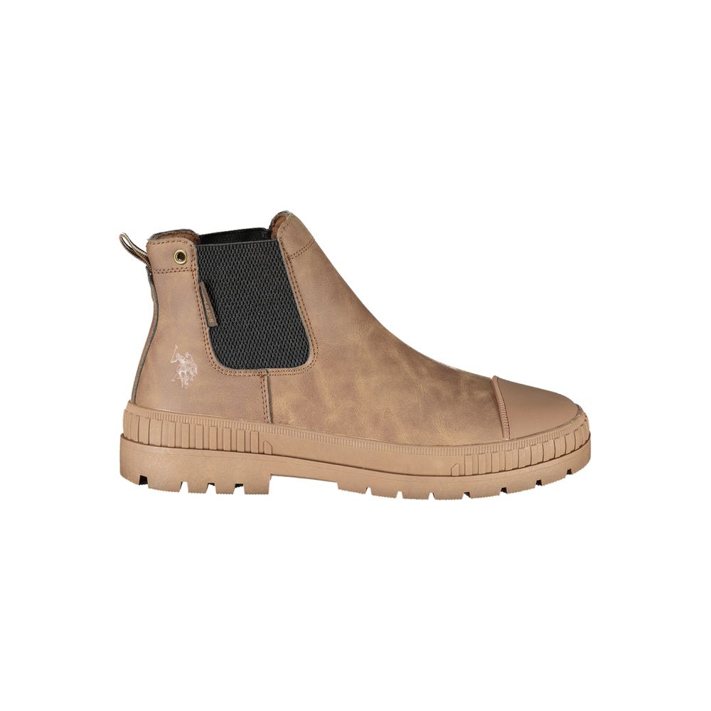 Brown Polyester Ankle Boots
