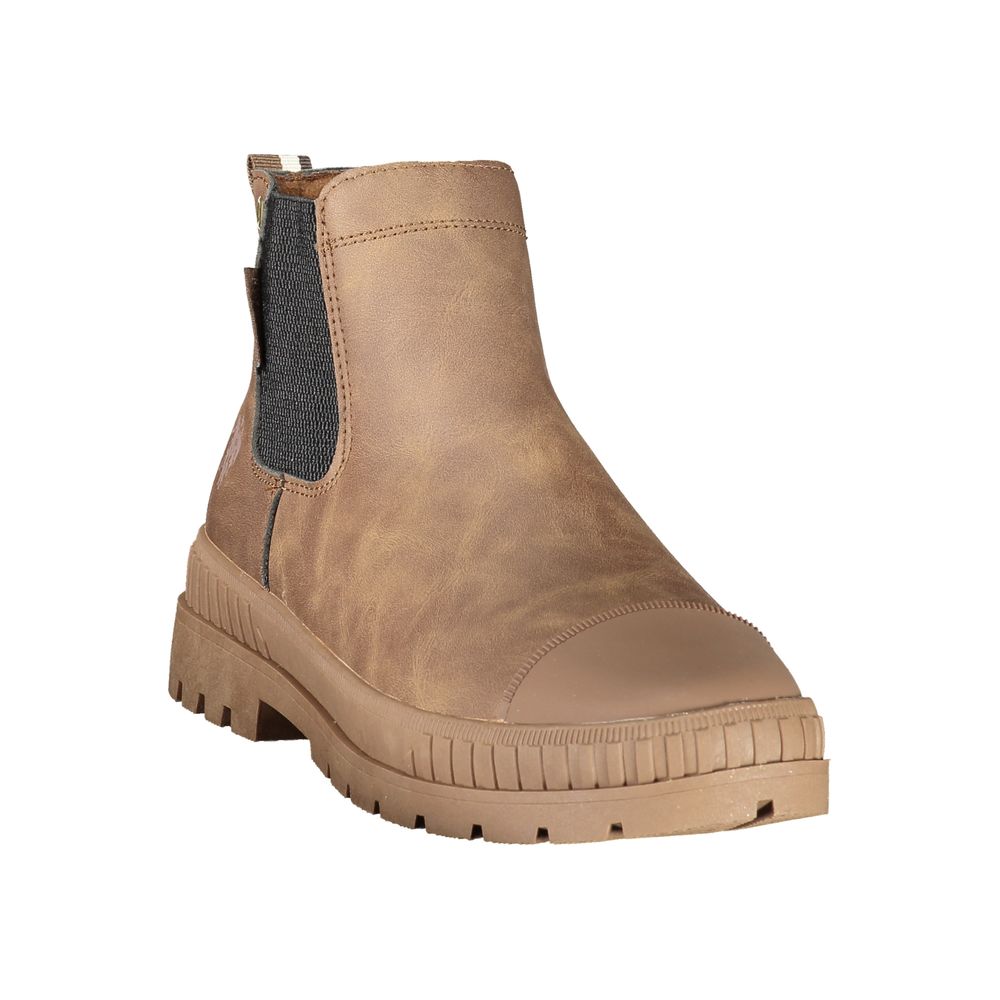 Brown Polyester Ankle Boots