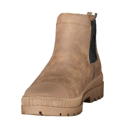 Brown Polyester Ankle Boots