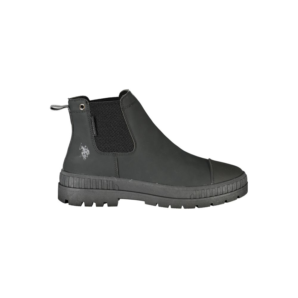 Black Polyester Ankle Boots