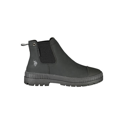 Black Polyester Ankle Boots