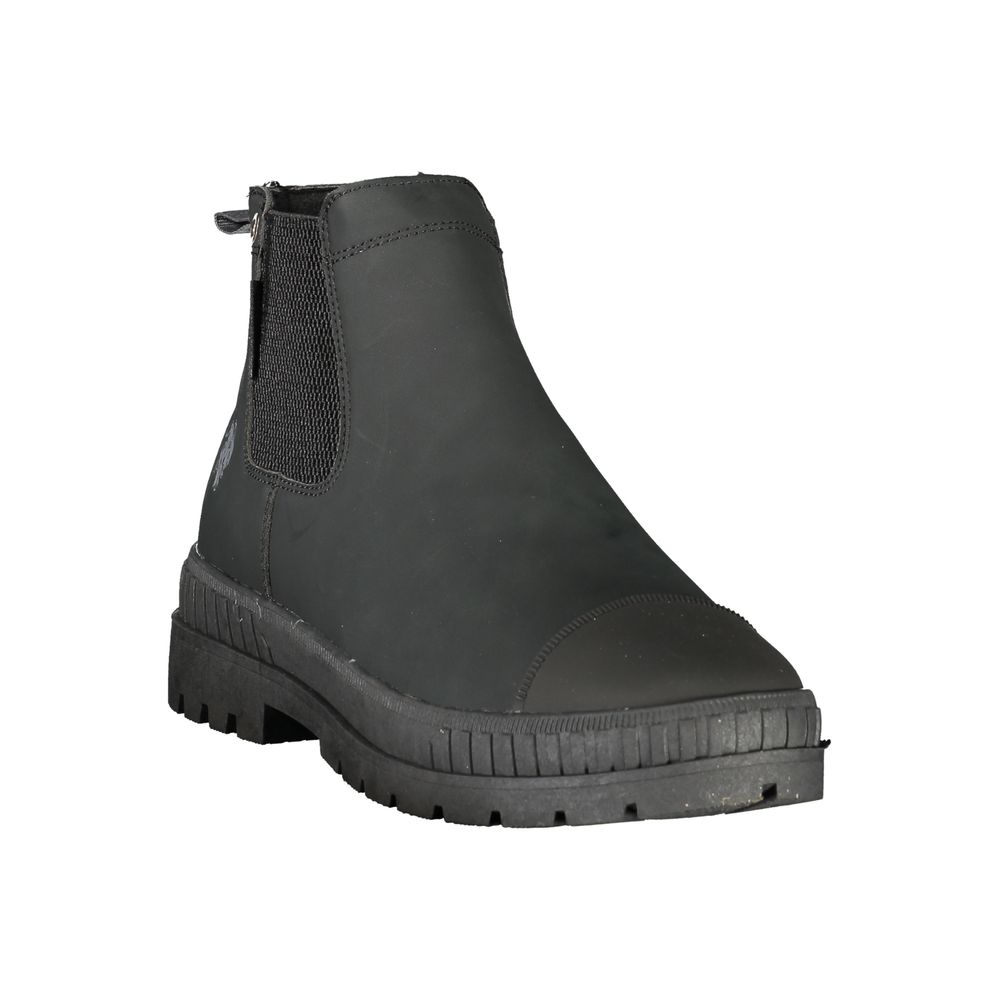 Black Polyester Ankle Boots