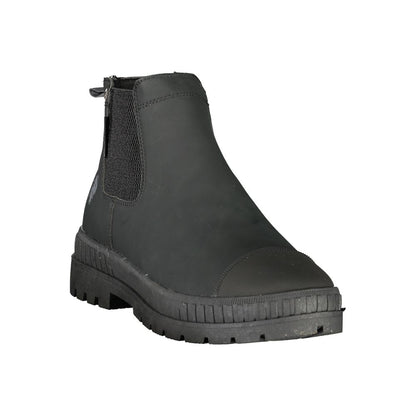 Black Polyester Ankle Boots