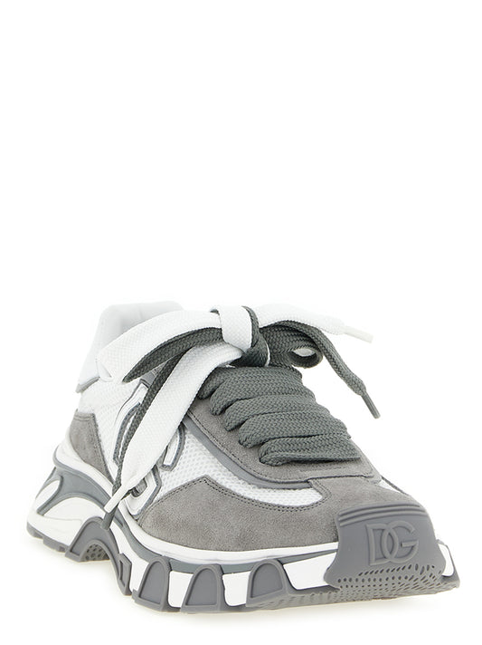 Gray Leather Athletic Sneakers