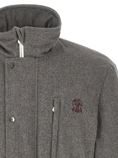 Gray Wool Full-Length Jacket