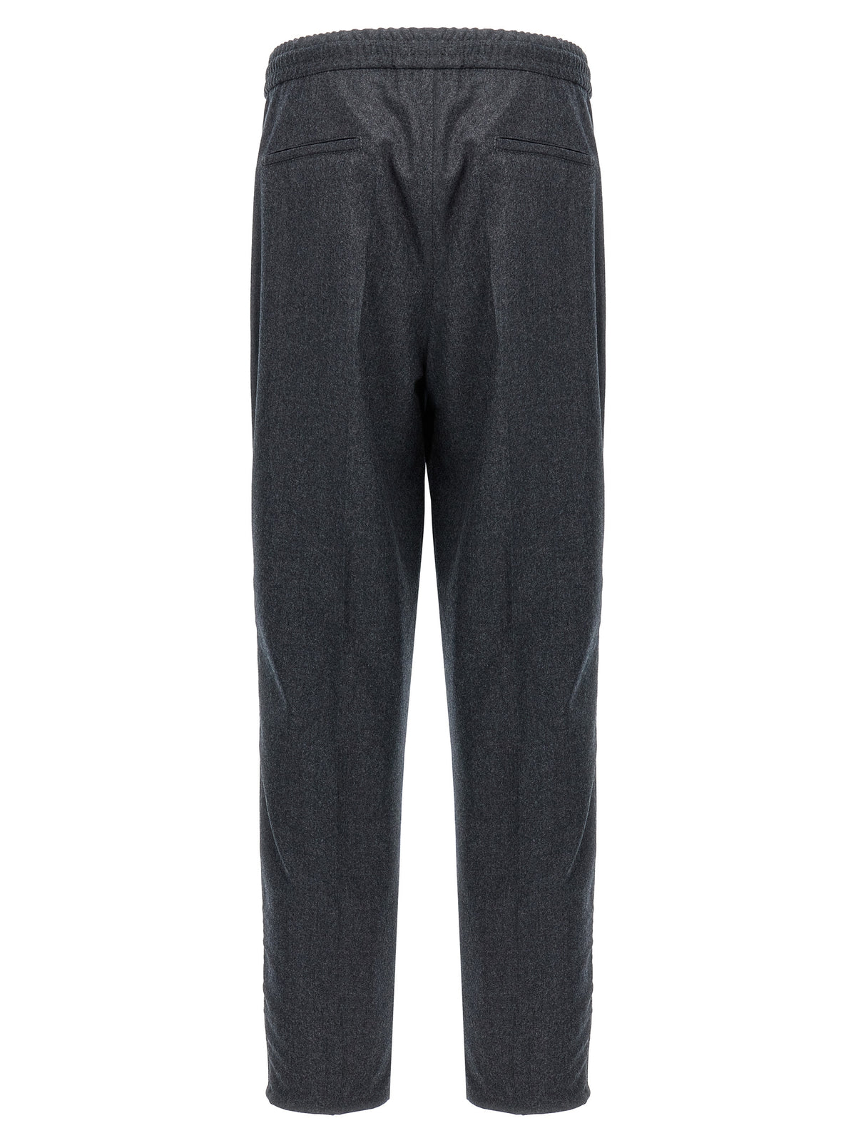 Gray Virgin Wool Casual Pants