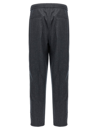Gray Virgin Wool Casual Pants