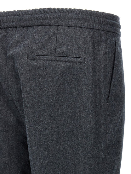 Gray Virgin Wool Casual Pants