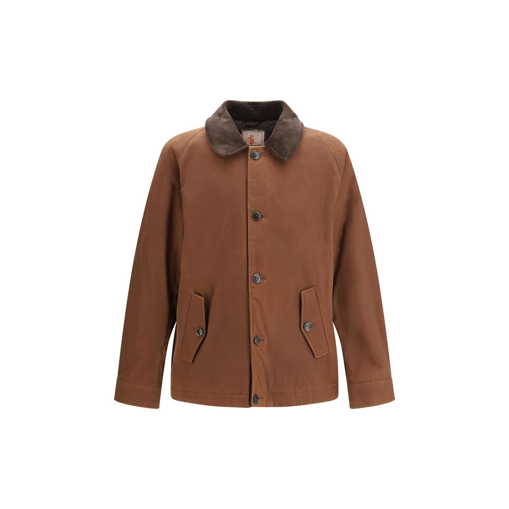 Brown Cotton Full-Length Jacket