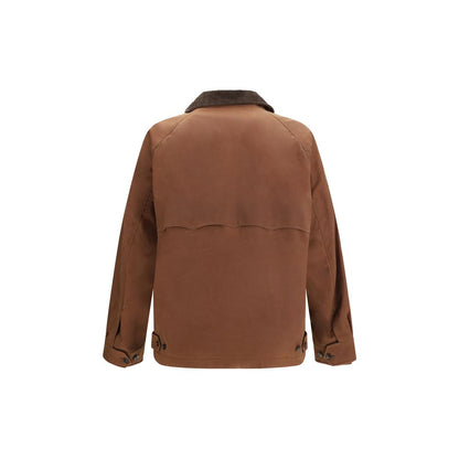 Brown Cotton Full-Length Jacket