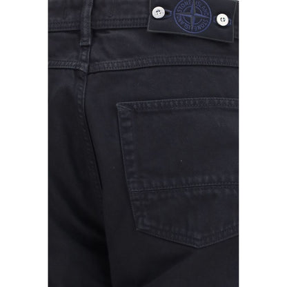 Black Cotton Straight-Leg Jeans