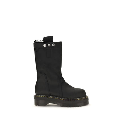 Black Nubuc Leather Lace-Up Boots