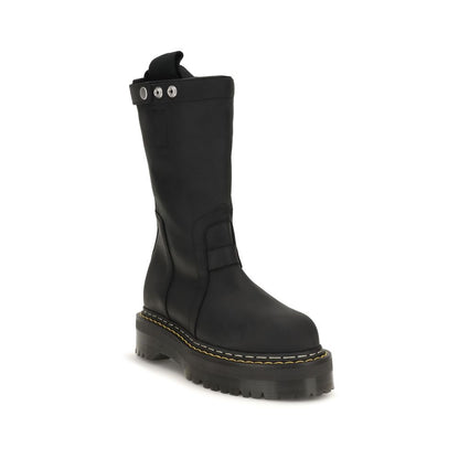 Black Nubuc Leather Lace-Up Boots