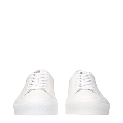 White Leather Low Top Sneakers