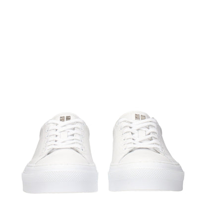 White Leather Low Top Sneakers