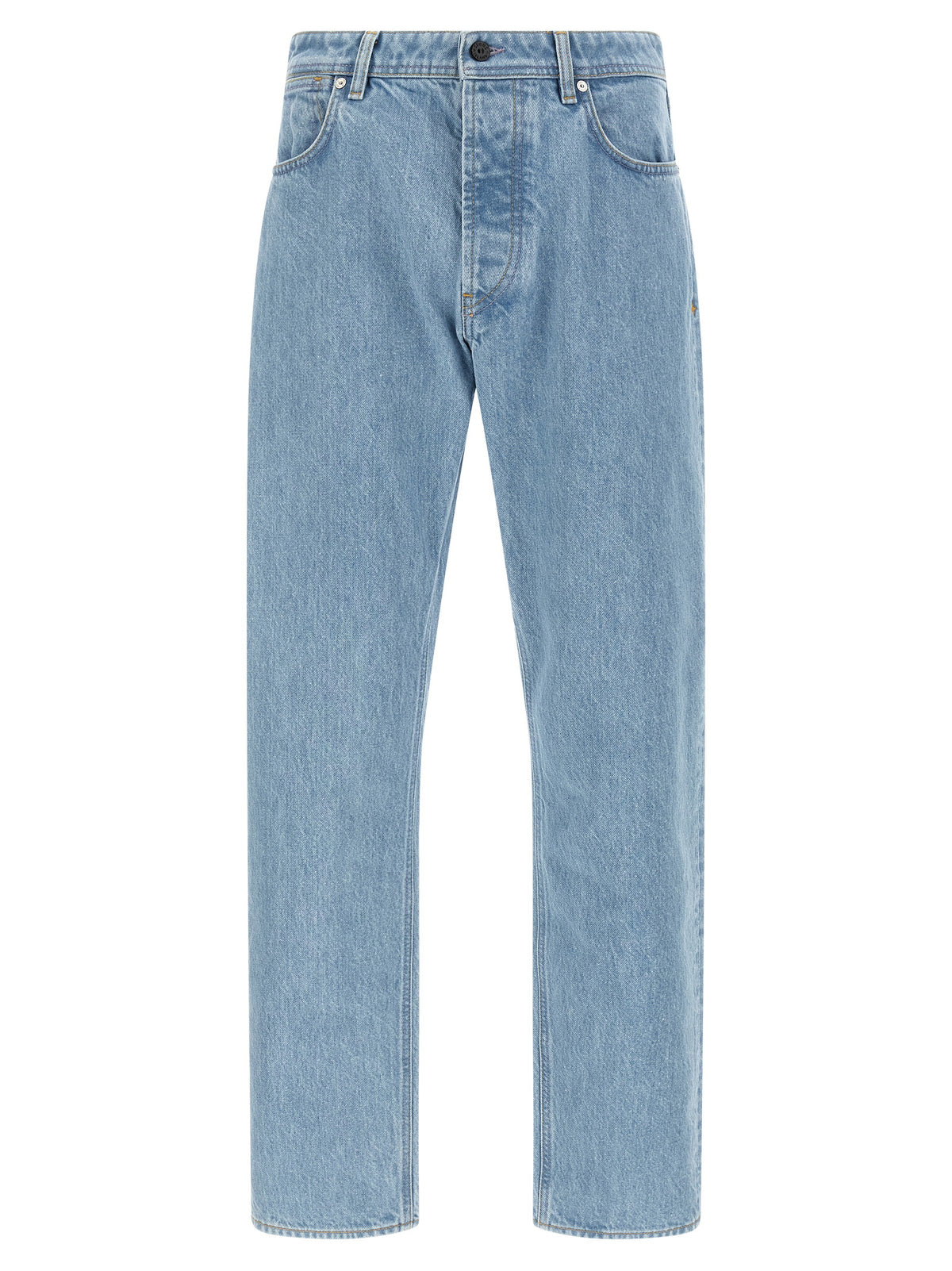 Blue Cotton Straight-Leg Jeans