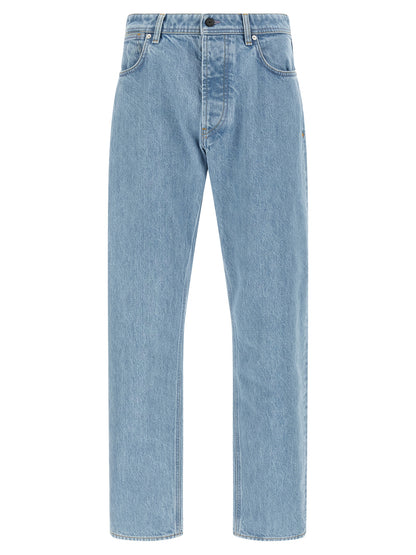 Blue Cotton Straight-Leg Jeans