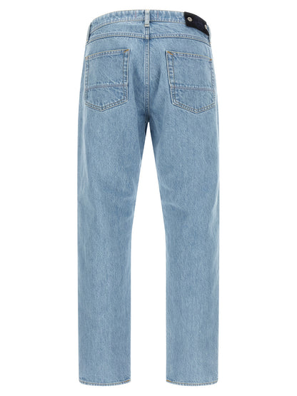 Blue Cotton Straight-Leg Jeans