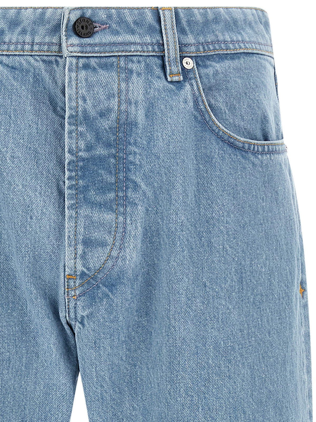 Blue Cotton Straight-Leg Jeans