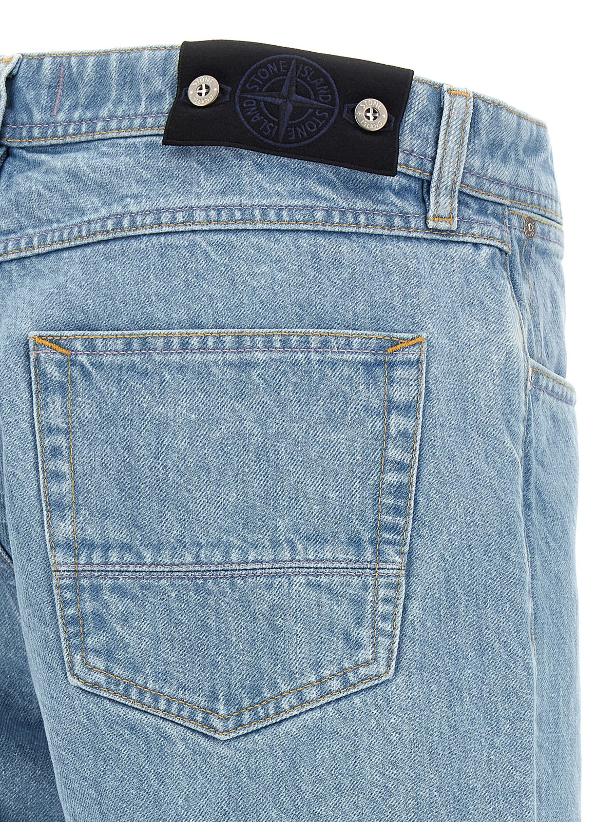 Blue Cotton Straight-Leg Jeans