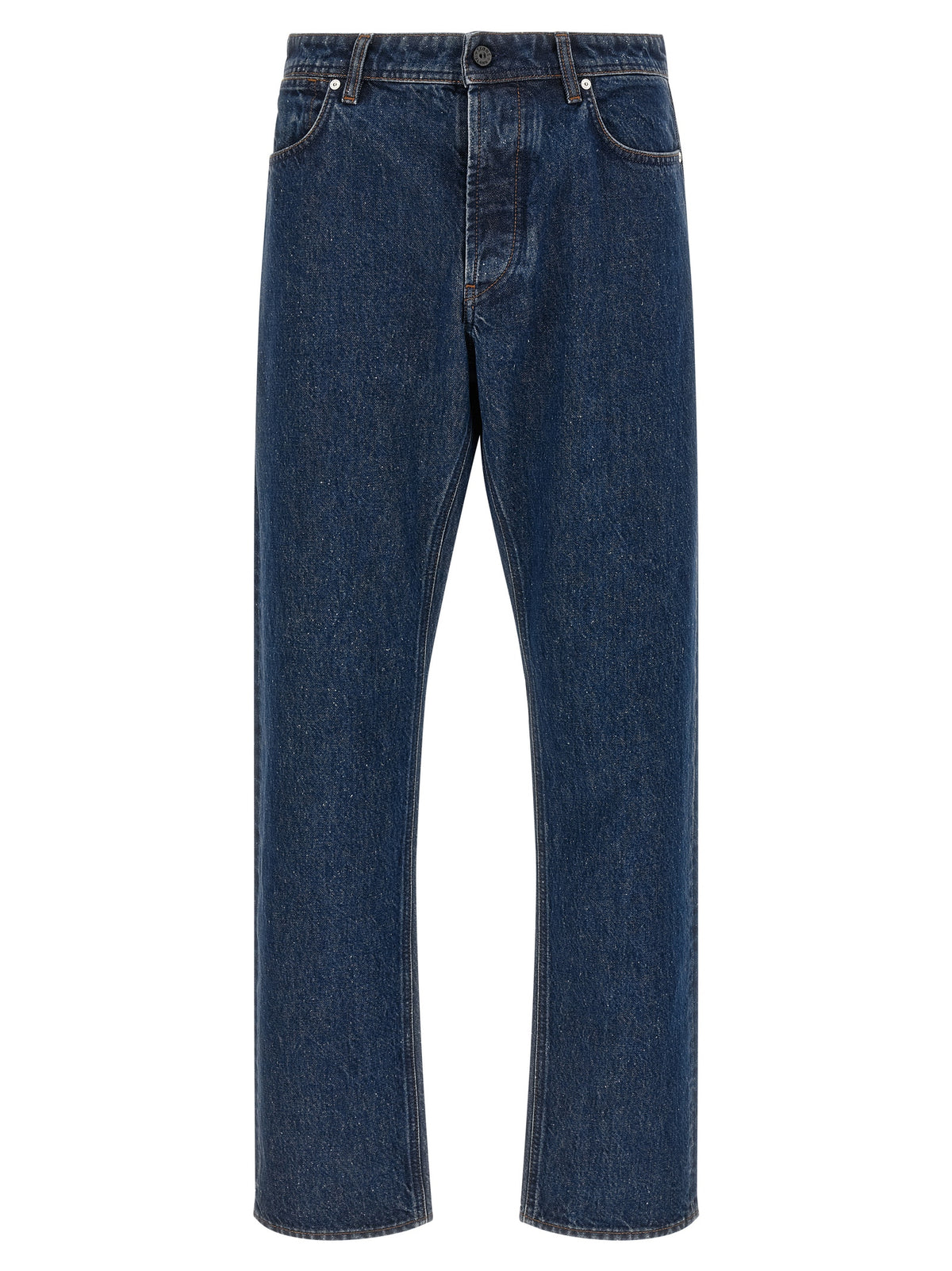 Blue Cotton Straight-Leg Jeans