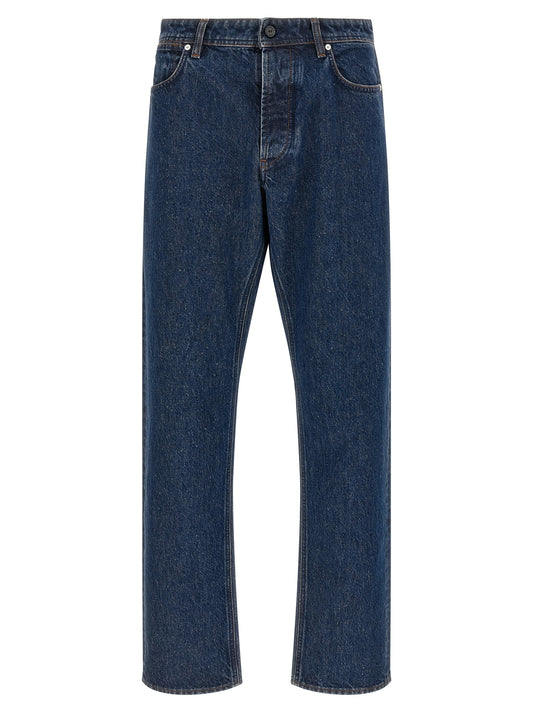 Blue Cotton Straight-Leg Jeans