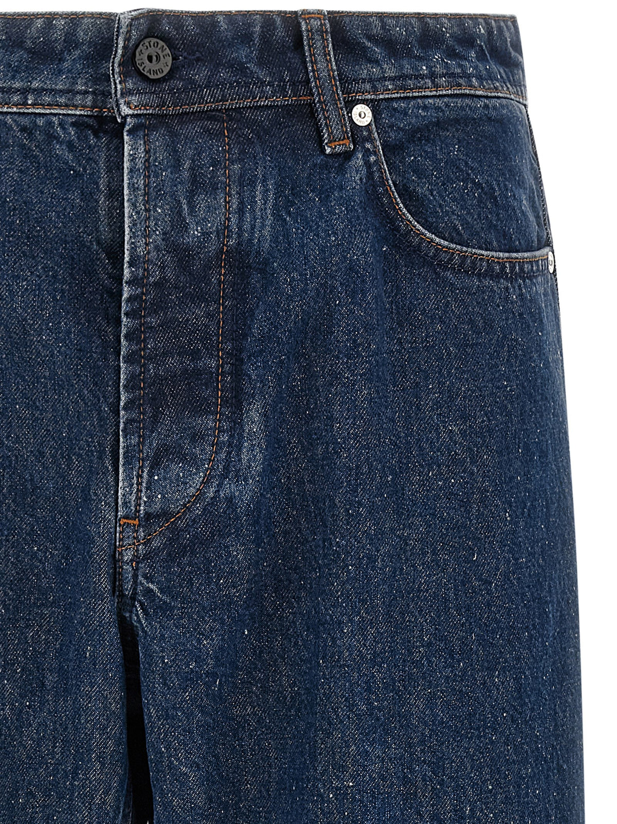 Blue Cotton Straight-Leg Jeans
