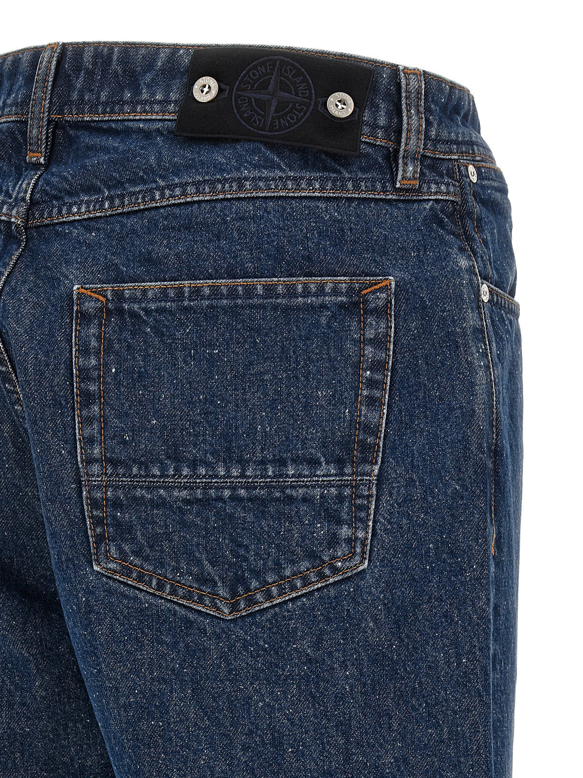 Blue Cotton Straight-Leg Jeans