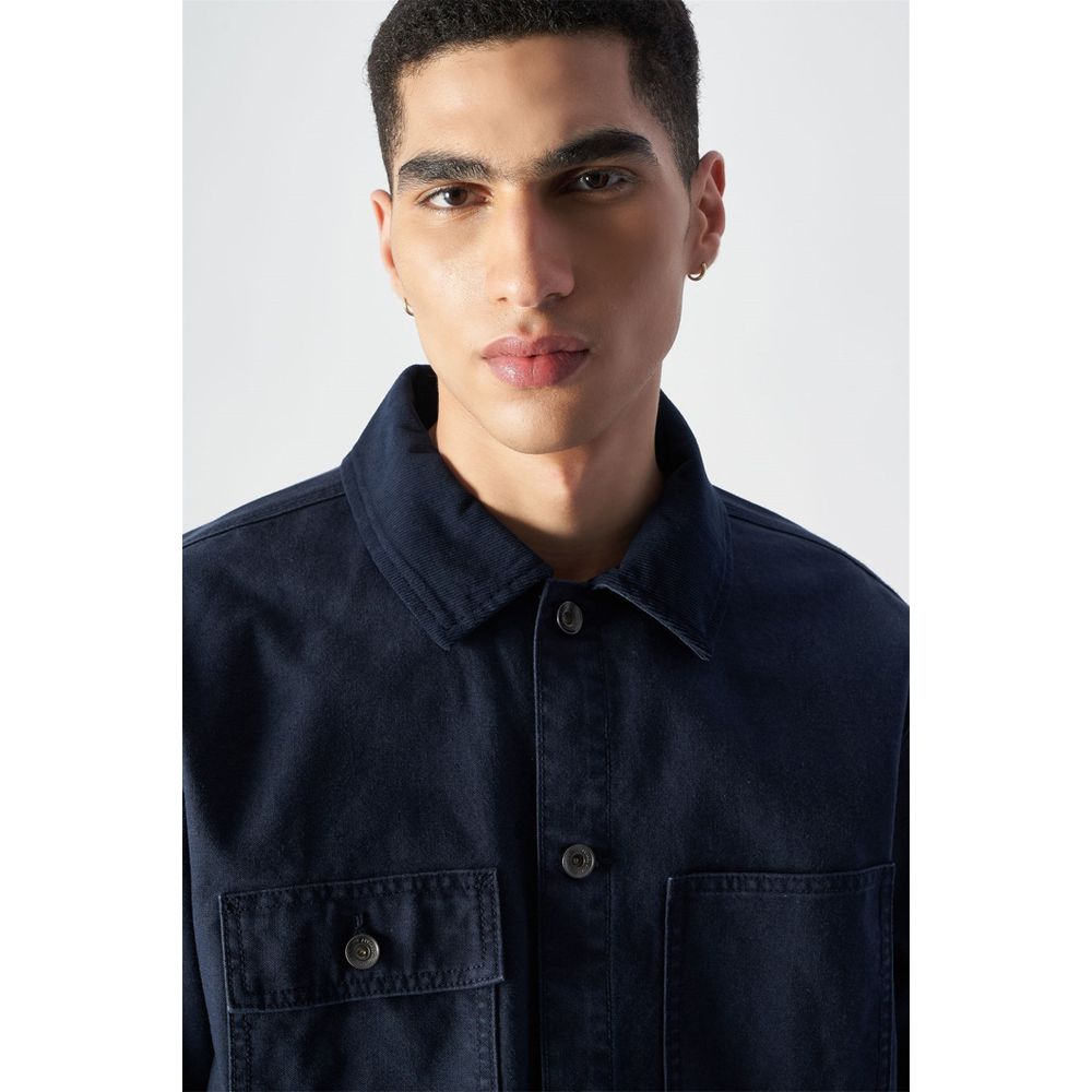 Navy Blue Cotton Bomber