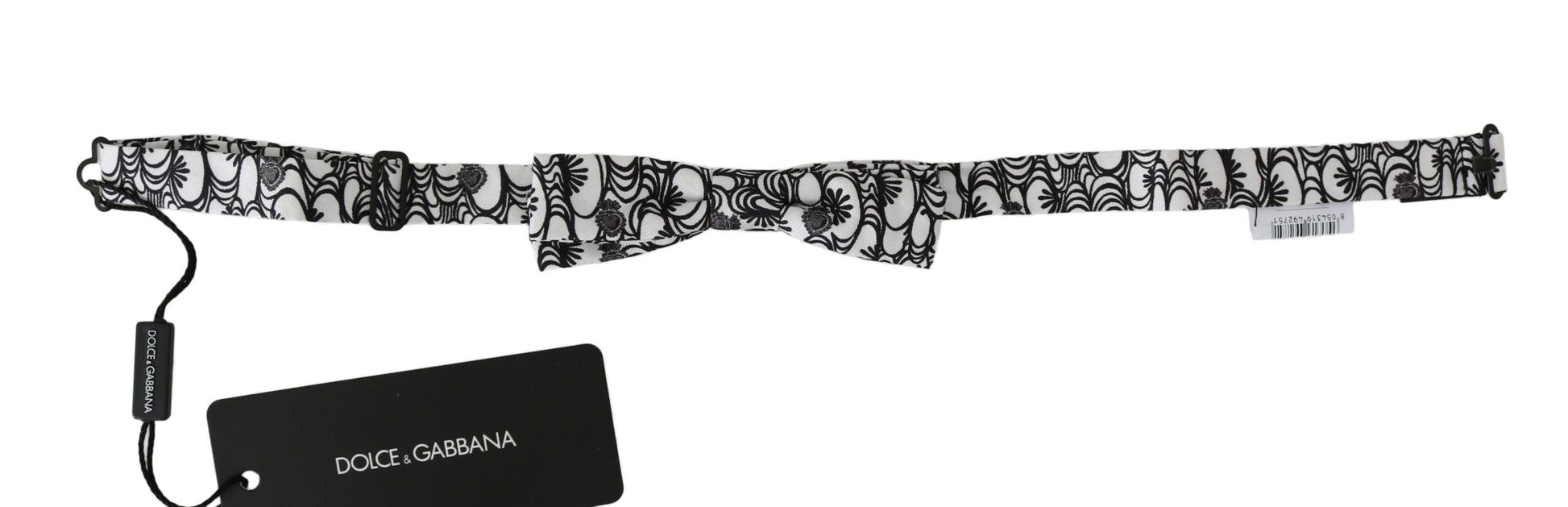 White Pattern Silk Adjustable Neck Papillon Tie Dolce & Gabbana