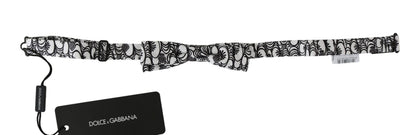 White Pattern Silk Adjustable Neck Papillon Tie Dolce & Gabbana