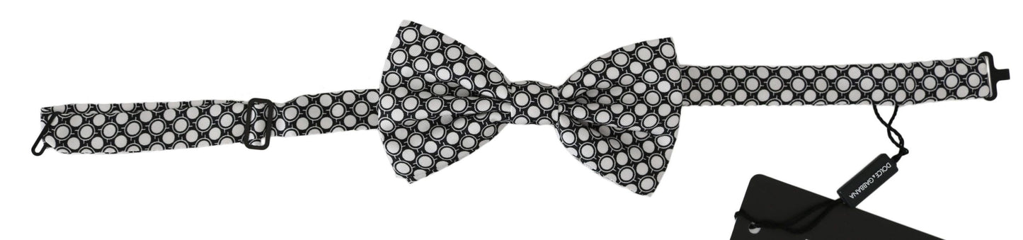 Men Black White Circles Adjustable Neck Papillon Bow Tie Dolce & Gabbana