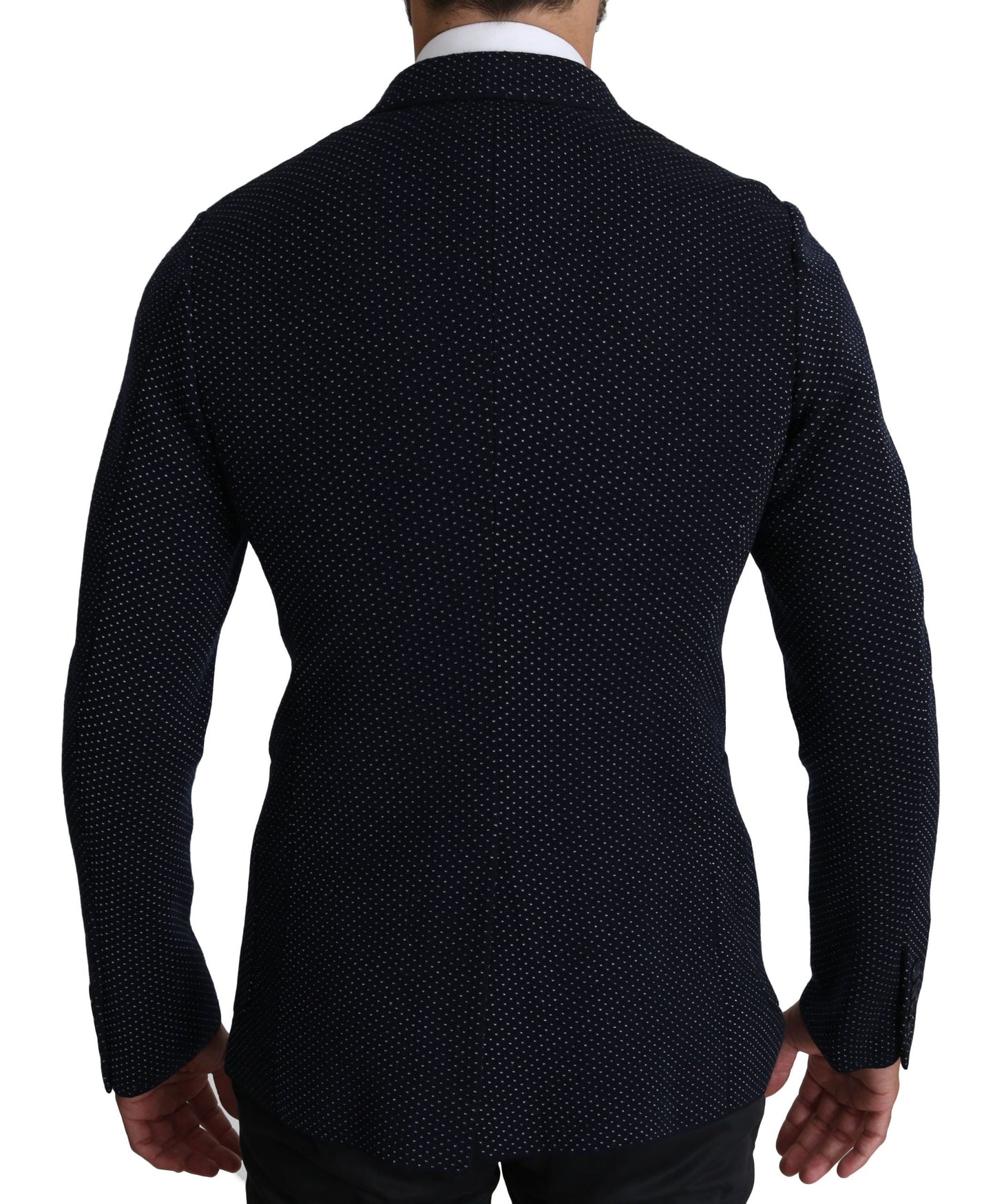 Dark Blue Dotted Double Breasted Coat Blazer Dolce & Gabbana