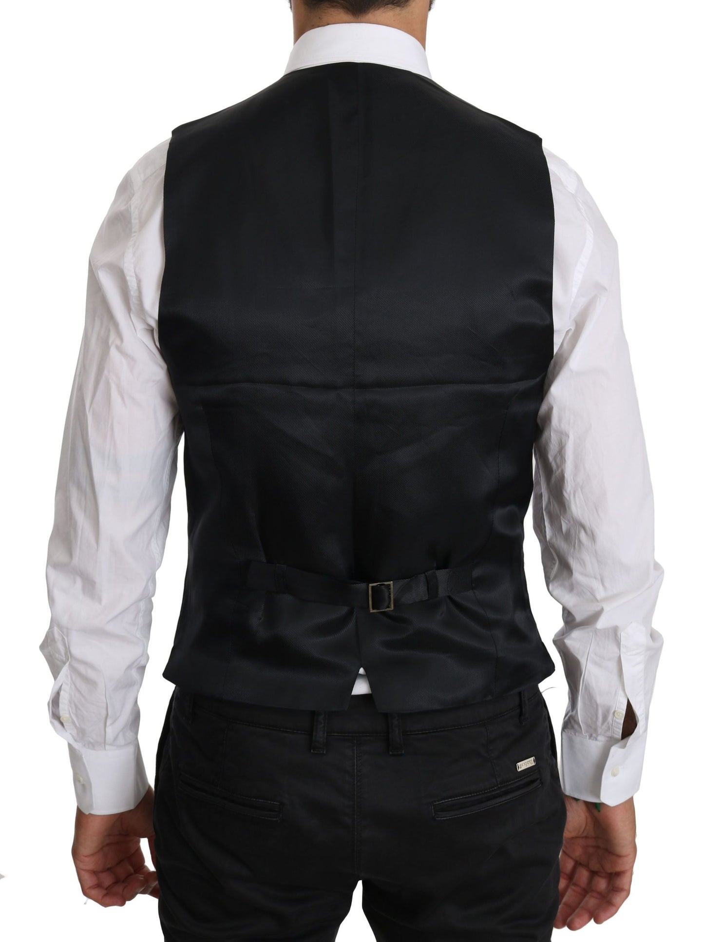 Blue Wool Waistcoat Formal Gilet Vest Dolce & Gabbana