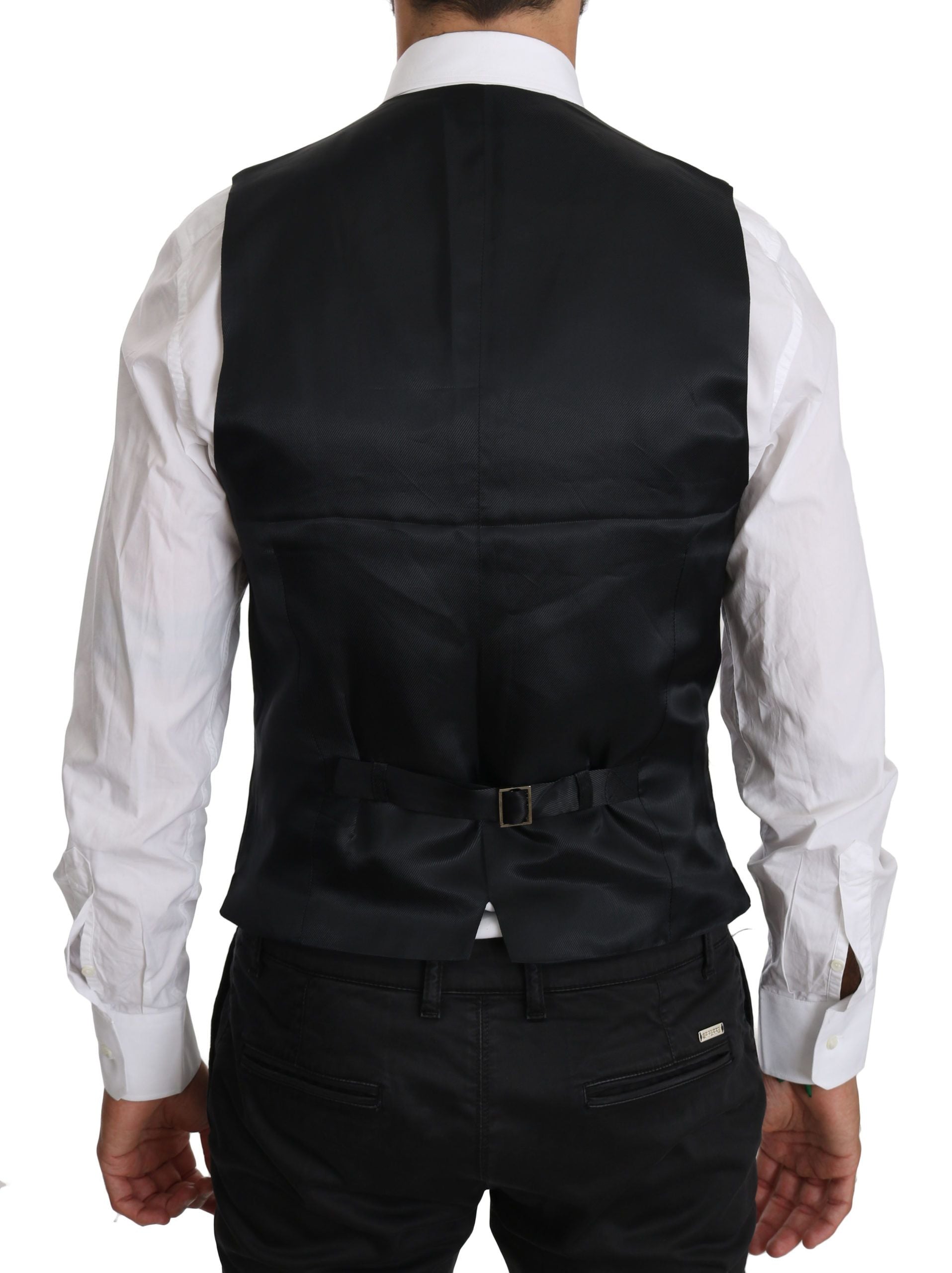 Blue Wool Waistcoat Formal Gilet Vest Dolce & Gabbana