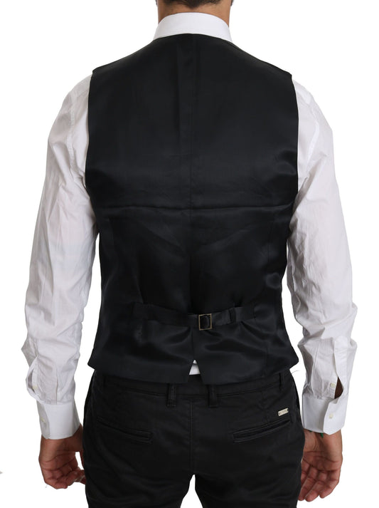 Blue Wool Waistcoat Formal Gilet Vest Dolce & Gabbana