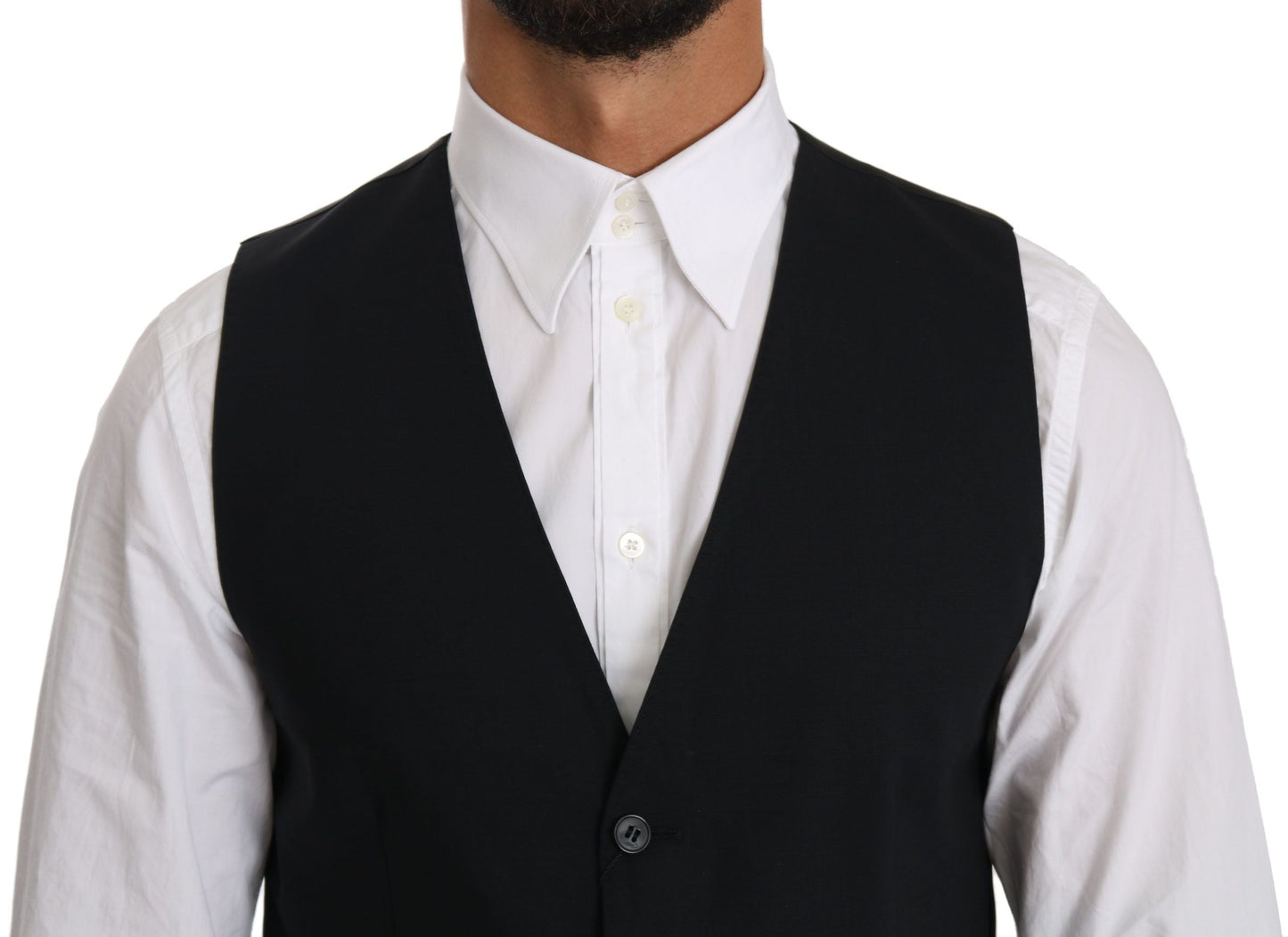 Blue Wool Waistcoat Formal Gilet Vest Dolce & Gabbana