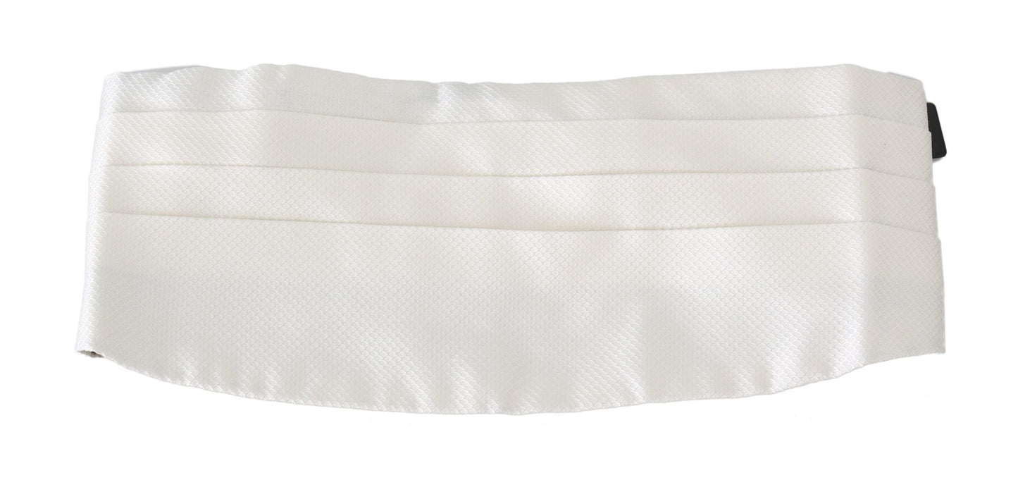White Men Waist Belt 100% Silk Cummerbund Dolce & Gabbana