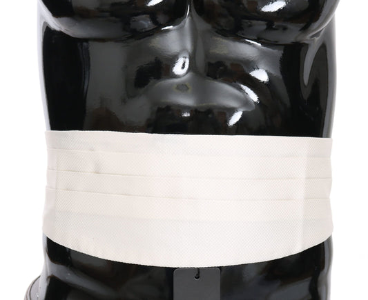 White Men Waist Belt 100% Silk Cummerbund Dolce & Gabbana
