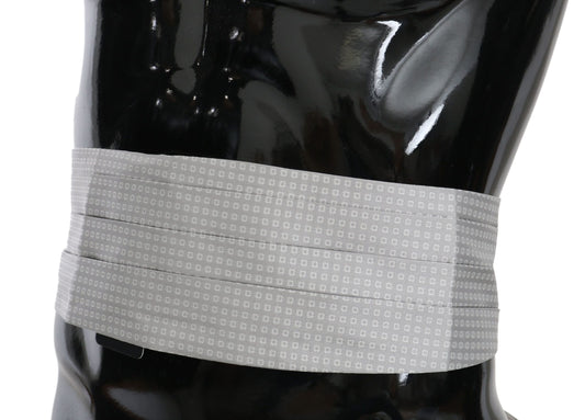 Gray Patterned Waist Belt Silk Cummerbund Dolce & Gabbana